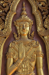 The beautiful art on wood at Wat Yai Chaimongkol, Ayutthaya, Tha