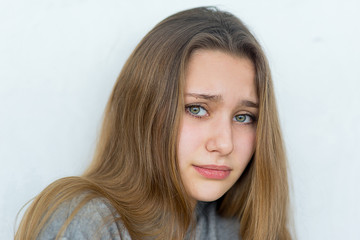 Teenager girl emotional posing isolated