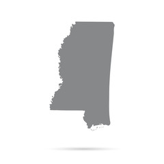 Map of the U.S. state of Mississippi on a white background