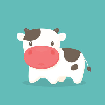 Cute cow cartoon vector isolated