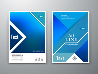 Abstract composition. Blue figure texture. Triangle part construction. Arrow trademark section. White brochure title sheet. Creative logo icon surface. Light banner form. Firm identity. Flyer font