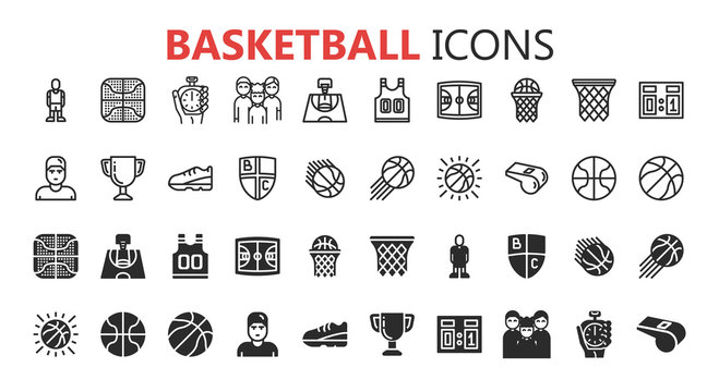 Simple modern set of Basketball icons.