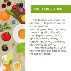 Food prevention of oncological diseases. Fruits, vegetables, berries, olive oil and green tea against cancer