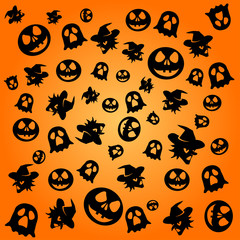 holiday halloween ghost witch pumpkin black and orange set