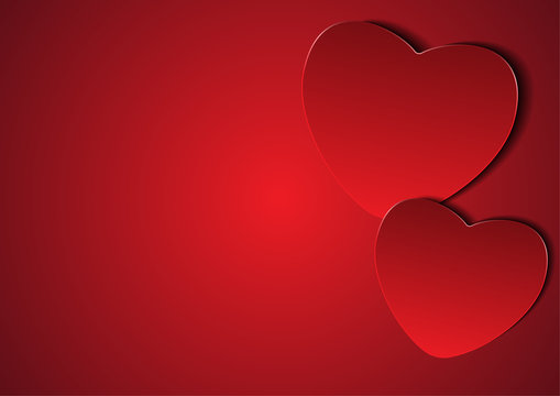 Couple red hearts with blank copy space on left