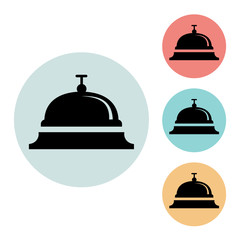 Fototapeta premium Bell icon isolated vector sign symbol, on blue, red, yellow background. Hotel elements. Can be used in logo, UI and web design