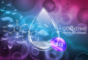 Coenzyme Q10. Beauty treatment nutrition skin care design. Vector Concept for web and print.