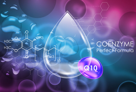Coenzyme Q10. Beauty treatment nutrition skin care design. Vector Concept for web and print.