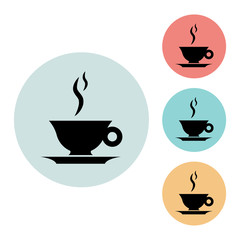 coffeel icon isolated vector sign symbol, on blue, red, yellow background. Food and drink elements. Can be used in logo, UI and web design