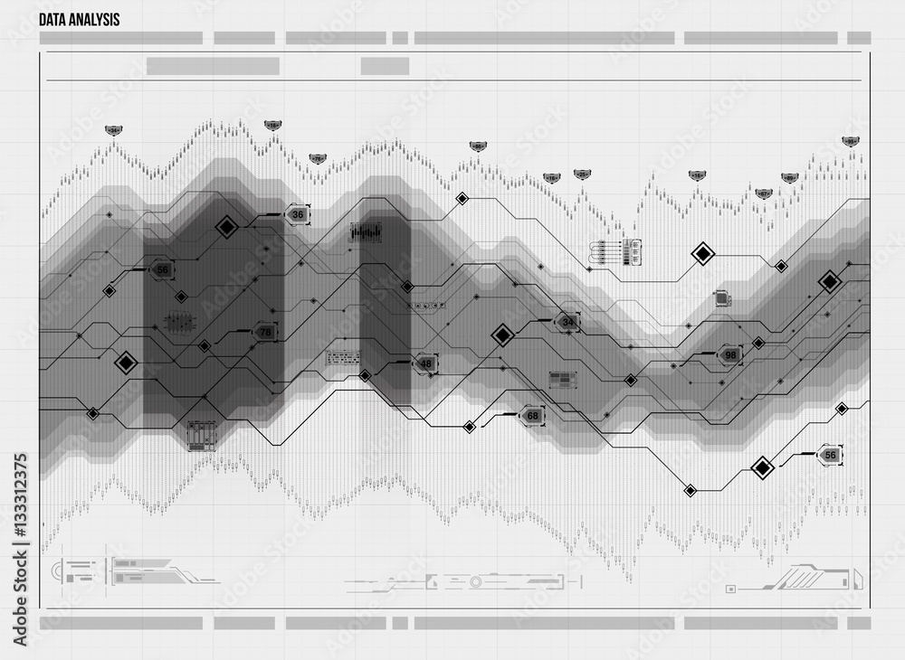 Poster data analysis visualization. futuristic infographic. information aesthetic design. visual data compl
