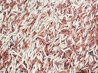 Closeup, abstract red raw rice and paddy pattern for food backgr