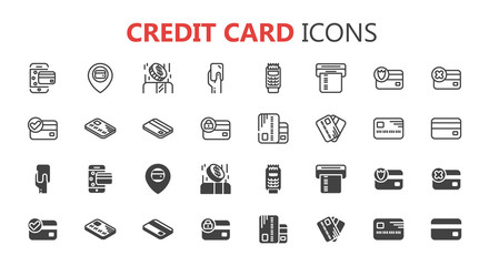 Simple modern set of credit card icons.