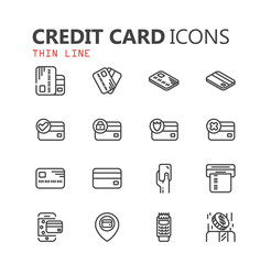Simple modern set of credit card icons.