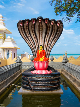 Naga Cobra Sitting Buddha Statue at Nagadeepa Nainativu Buddhist Temple