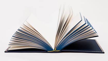 Isolated open book in blue cover