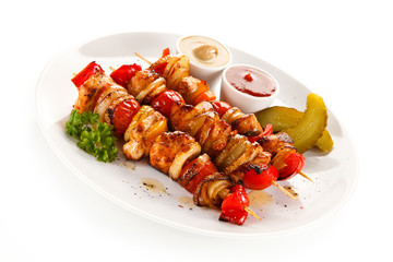 Kebabs - grilled meat and vegetables 