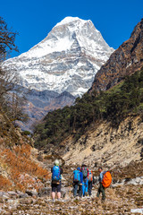 Group of Mountain Climbers staying on Trail