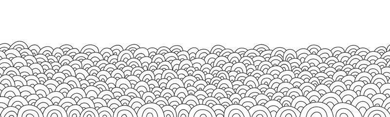 Seamless doodle simple border. Wave background. Vector illustration. - 133314382