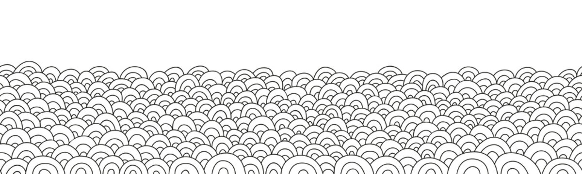 Seamless Doodle Simple Border. Wave Background. Vector Illustration.