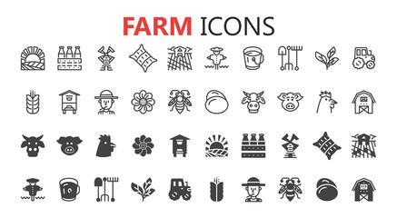 Simple modern set of farm icons.