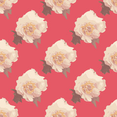 Bouquet of white Peony flowers. Seamless pattern