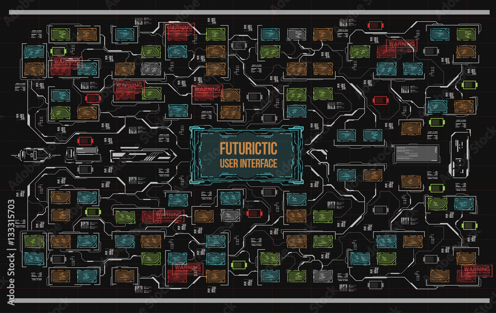 Poster background with futuristic user interface. design concept with hud elements.