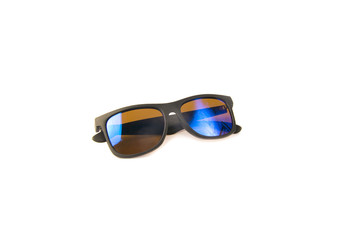 black frame sunglasses isolated on the white background