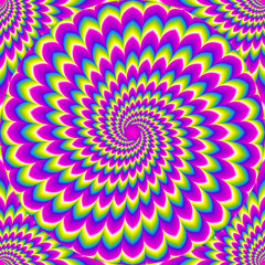 Iridescent growing sphere. Optical expansion illusion. Seamless pattern.