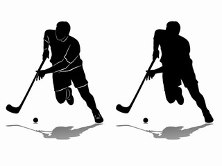 Silhouette of floorball player, vector draw © oldok