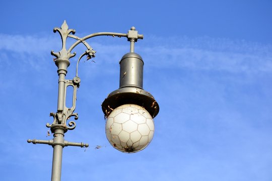 Detail of outdoor  street lamp and blue sky