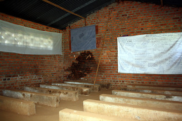 former Ntarama church school, part of Ntarama Genocide Memorial Centre, Kigali Province, Rwanda,...