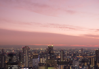 OSAKA City, Cityscape  view from UMEDA Sky Building at twilight beautiful sky