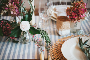 details of table decorated for celebrations