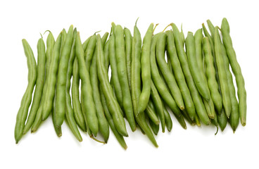Fresh green beans isolated on a white background