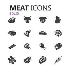 Simple modern set of meat icons.