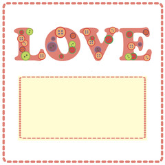 Love card  with button on an isolated background