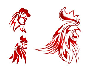Abstract Red Rooster Head Symbol Logo