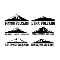 Silhouette Volcano In The Word Vector Illustration