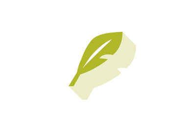 Vector modern leaf icon with long shadow effect