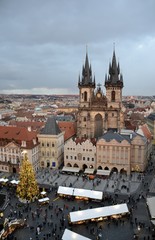 Fototapeta premium Architecture from Prague in Christmas and cloudy sky