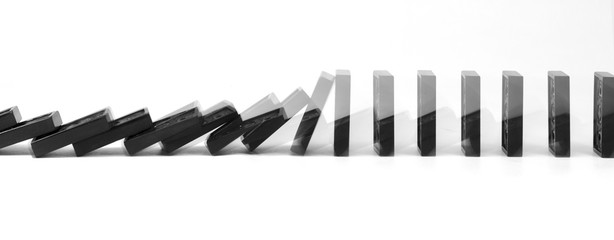 game of dominoes falling business strategy isolated background