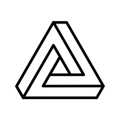 Triangle Logo Abstract Infinite impossible loop vector design template. Corporate icon logotype. Creative Square infinity lineart concept. Logic Puzzle. Infinite Triangular ring