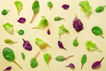 Flat lay salad pattern. Top view