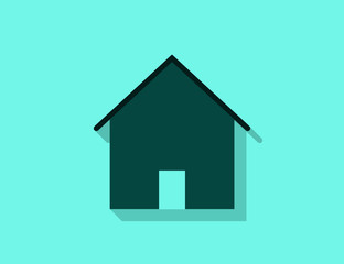 Vector modern private house building icon with long shadow