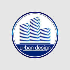 urban design logo logotype building construction. Blue house company
