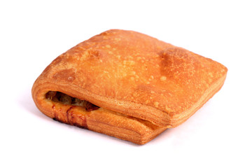 Meat filled puff pastry strudel