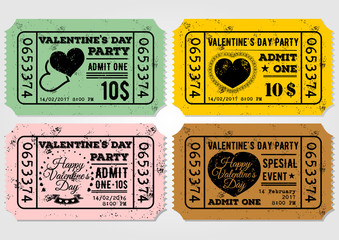 Set of Valentine's Day party tickets