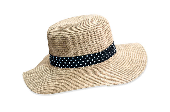 Woven fedora hat isolated on white background with clipping path