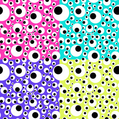 Abstract seamless pattern for girls, boys, clothes. Creative vector background with dots, circles, eyes on color background.Funny wallpaper for textile and fabric. Fashion style. Colorful bright.