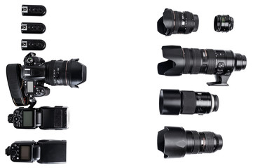 the idea of a professional photographer with  white background accessories